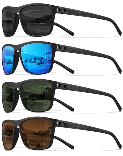 STORYCOAST Polarized Sunglasses for Men Women – 4 Pack (Black, Blue, Dark Green, Brown) 57mm UV