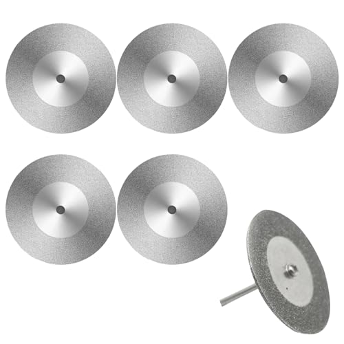 5 Pieces 60mm Glass Cutting Disc Diamond Cutting Disc Cut Off Wheels with 5Pcs Mandrel 1/8'' Shank Stone Blade for Polishing Tiles Marble Plastic Jade Rotary Tool Drill Attachment 2.36 Inch