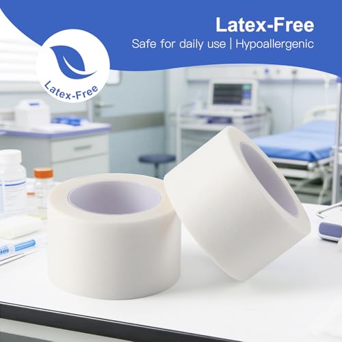 Medical Tape - 12 Rolls, 1" x 10 Yards, Latex-Free, White