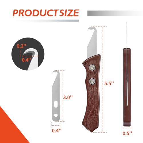 7-Piece High-Carbon Steel Hook Knife Set with Wood-Grip Handle - Wood-Grain Textured