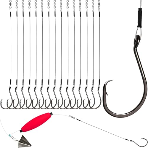 Dovesun F-10/0 Circle Hooks Kit - 20PCS Pre-Rigged Saltwater & Freshwater Catfish Fishing Hooks