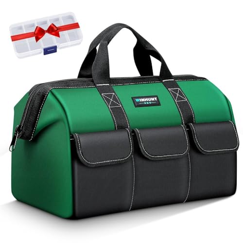 Large Tool Bag, Tool Bags for Men Heavy Duty, 17.3inch/44cm, Green, 1680D Polyester, Ideal for DIY and Craftsmen