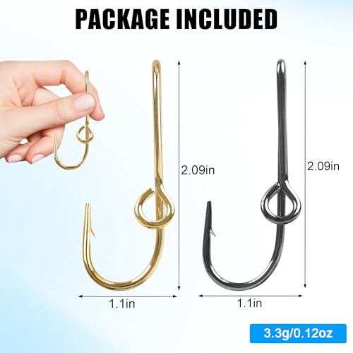 VATEICO Mix Color 10pcs Fishing Hook Hat Pins - Gold & Black Hat Decoration Clips