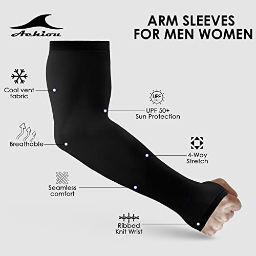 UV Protection Cooling Arm Sleeves for Sports - 1 Pair Black