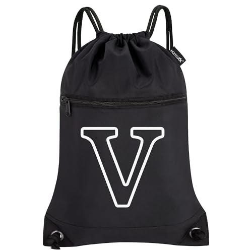 Drawstring Backpack Cinch Bag for Sports & Travel - Black-V