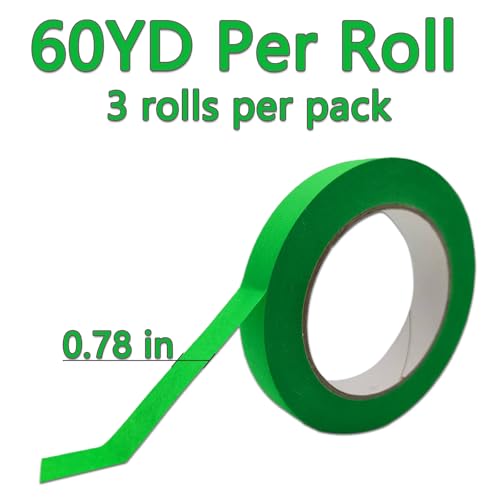 Painters Tape for Car, Automotive Masking Tape, Heat Resistant to 250¡ÆF, No Residue, Green Auto Body Paint Tape (3, 0.7in)