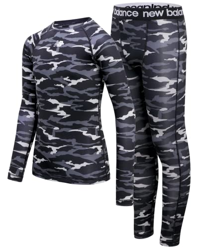 Boys' Thermal Base Layer Shirt & Long Johns - Black Camo 2T
