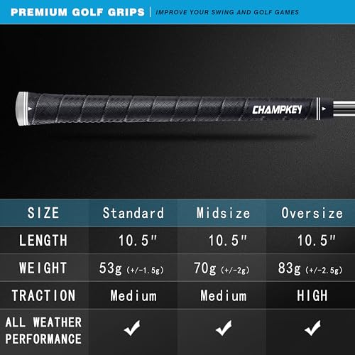 Golf Grips - CHAMPKEY X-WEAVE Rubber Grip Set with Repair Kit - White Midsize