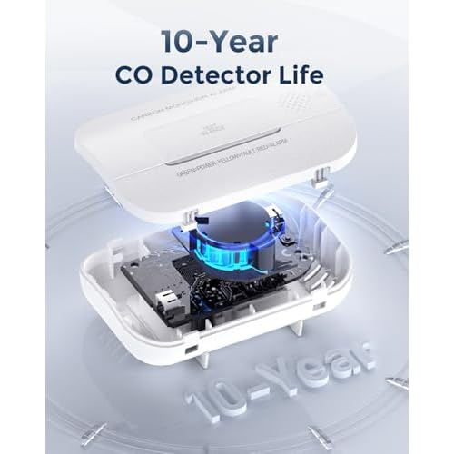 Ecoey Carbon Monoxide Detectors, 10-Year CO Detector with Human Alarm Sounds and Test Button, Carbon Monoxide Alarm Replaceable Battery-Operated for House and Bedroom, FJ127, 2 Packs