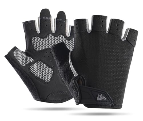 Workout Gloves for Men & Women - Full Palm Protection, Black / Large