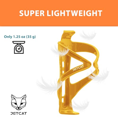 Bike Water Bottle Holder - Carbon Fiber Drink Cage for Bicycles, Yellow