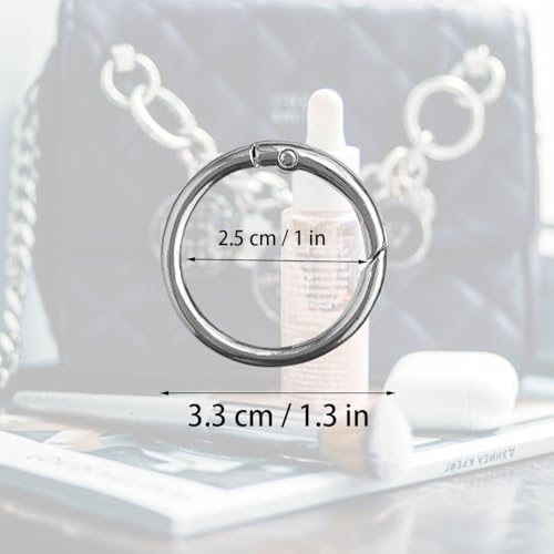 1-Inch Round Spring O-Rings - Zinc Alloy Snap Clips - 10-Pack - Silver
