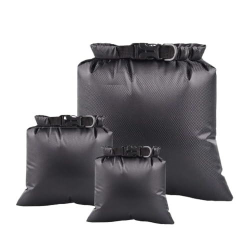 Waterproof Dry Bags Set - Lightweight 2.5L, 3L, 8L - All Black