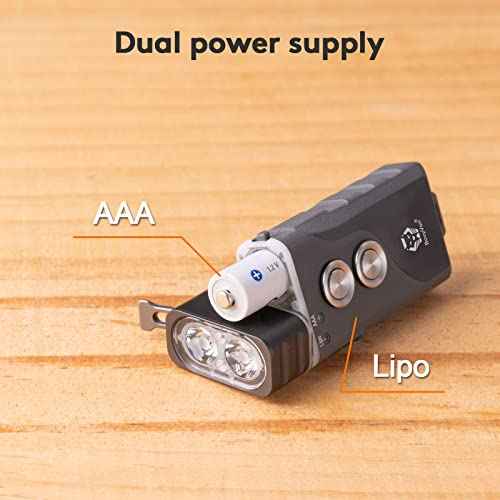 RovyVon E1 EDC Flashlight High Lumen Rechargeable, 700 Lumen Dual Power AAA Keychain Flashlights with Lockout Mode, Waterproof for Daily Use, Camping