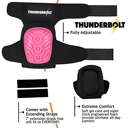 Thunderbolt Knee Pads for Women for Work for Flooring, Gardening, Cleaning, Tile Work, with Comfortable Gel Cushion and Anti-Slip Straps