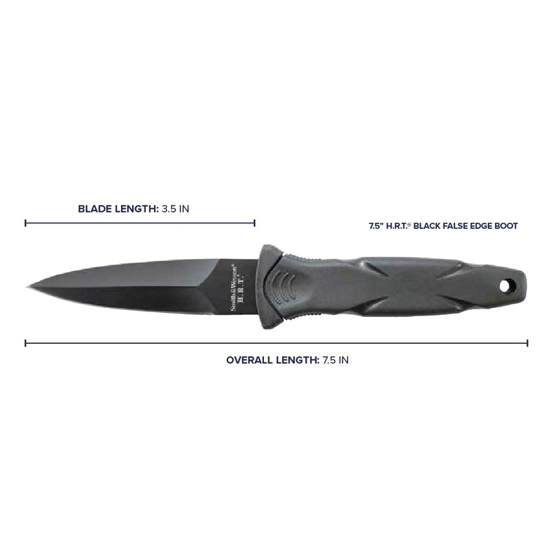 Smith & Wesson SWHRT3BF 7.5in High Carbon S.S. Full Tang Fixed Blade Knife with 3.5in False Edge Blade and TPR Handle for Outdoor, Tactical, Survival and EDC