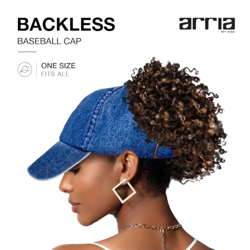 Satin-Lined Backless Denim Baseball Cap for Ponytails