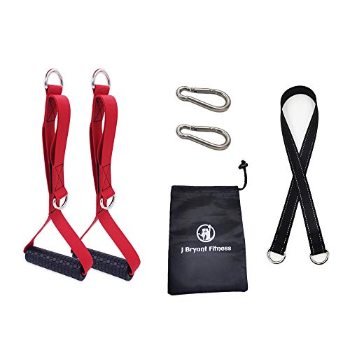 J Bryant 4-in-1 Red Triceps Rope Handles & Resistance Bands for Gym