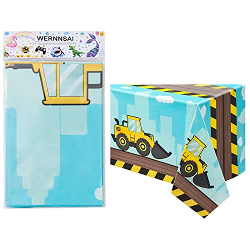 Construction Theme Tablecloth - 108" x 54" Dump Truck Party Cover - 1 Pack