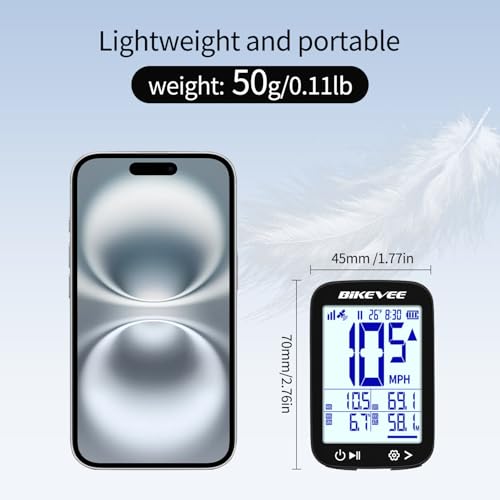 Wireless GPS Bike Computer - 2.4" Screen, IPX7 Waterproof, Black-A