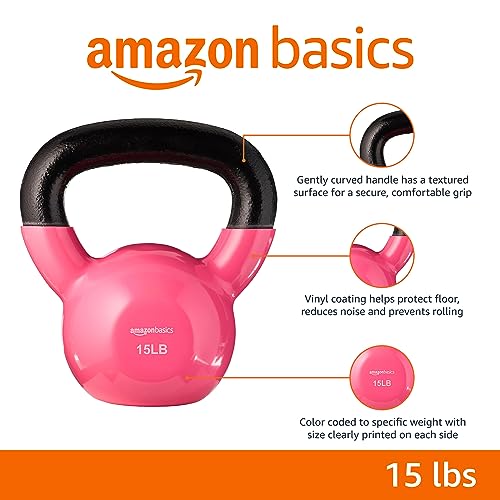 15 lb Pink Vinyl Kettlebell for Strength Training