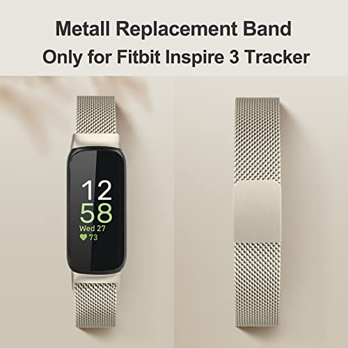Stainless Steel Mesh Loop Bands for Fitbit Inspire 3 - Adjustable Magnetic Wristband Replacement