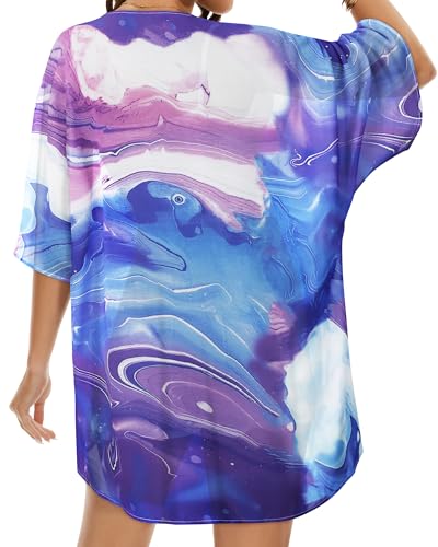 Women's Floral Kimono Beach Cover Up - Chiffon Cardigan
