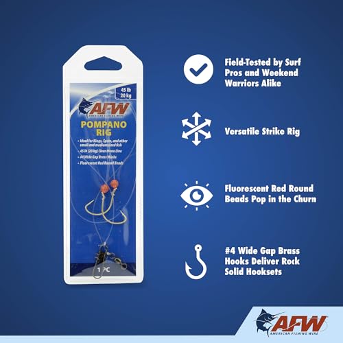 2-Drop Surf Fishing Rig with #4 Wide Gap Hooks - 45 lb Monofilament