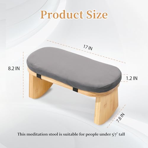 Folding Bamboo Meditation Stool with Anti-Slip Mat