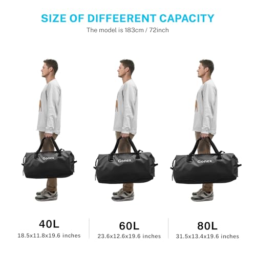 Gonex Waterproof Duffel Bag 80L Black Travel Dry Bag for Kayaking & Outdoors