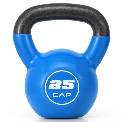 Vinyl Coated Cast Iron Kettlebell - 25 lb Weight for Home Gym