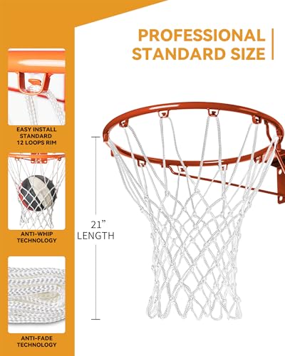 Heavy Duty Basketball Net Replacement - 12 Loops, White