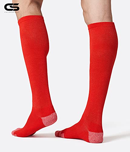 CS CELERSPORT Youth and Adult Baseball Socks 2 Pack, Over Calf Tube, Medium Red