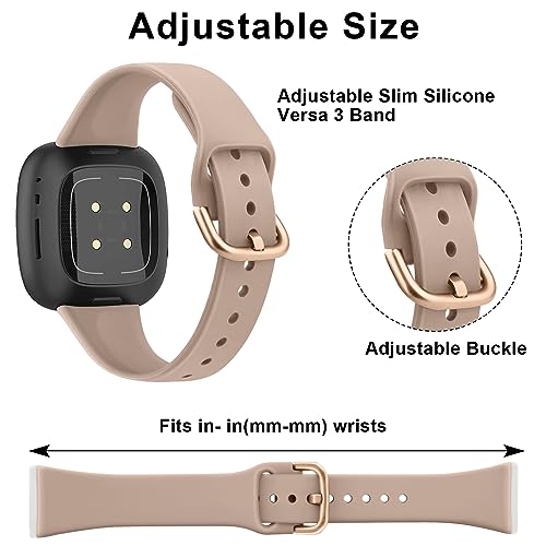 Tobfit 4 Pack Sport Silicone Bands for Fitbit Versa 3/4 & Sense 2 - Pink Sand, Starlight, Mauve, Milk Tea