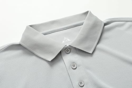 Men's Long Sleeve Quick-Dry Tactical Golf Shirt - Light Gray, Small