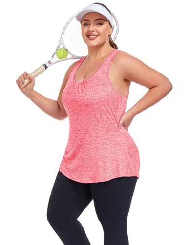 ForHailey Plus Size Pink Racerback Workout Tank Top XX-Large