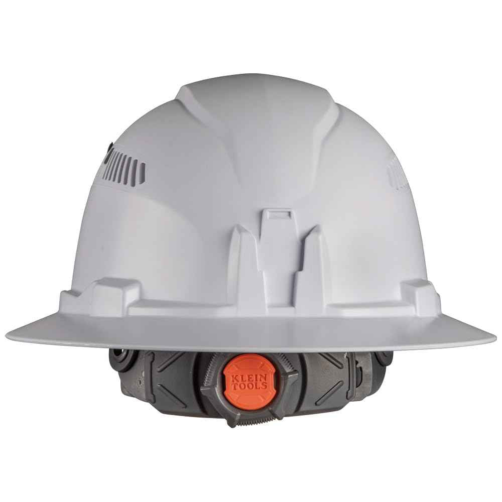 Klein Tools 60407 Hard Hat, Light, Vented Full Brim Style, Padded, Self-Wicking Odor-Resistant Sweatband, White