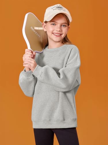 Haloumoning Girls Oversized Crewneck Sweatshirt 11-12 Grey fleece pullover