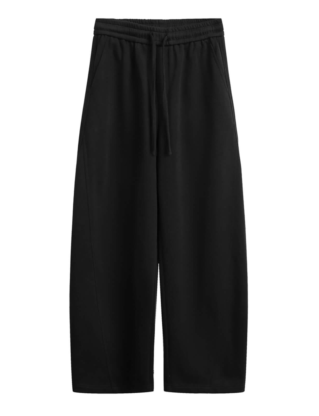 FACDIBY Women's Fleece Lined Barrel Sweatpants Baggy Casual Wide Leg Pants Drawstring Athletic High Waisted Lounge Sweats with Pockets Black S
