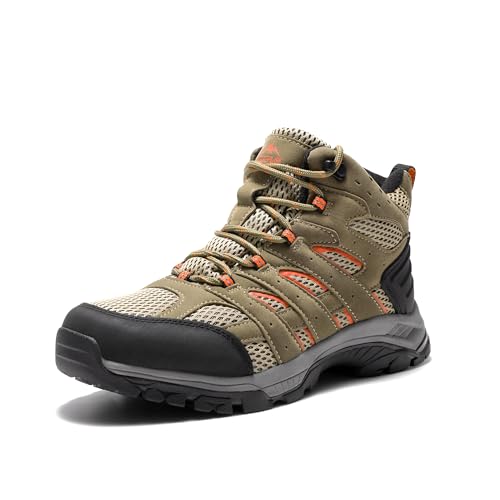 NORTIV 8 Women's Lightweight Ankle Hiking Boots Brown/Orange, 9 Wide