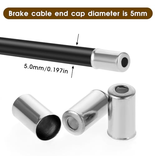 100 Bicycle Brake Cable End Caps - Silver 5mm Copper
