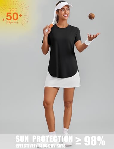 UPF 50+ Athletic Workout Top for Women - Black, Large