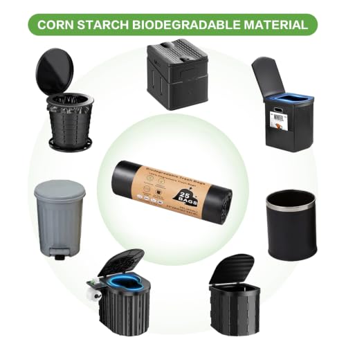 8 Gallon Compostable Portable Toilet Bags - 25 Count Black