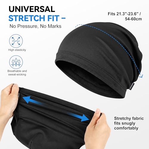 3 Pack Black Breathable Skull Caps Men Women Cycling Helmet Liners