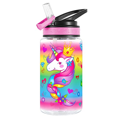 15oz Unicorn Water Bottle for Kids - BPA Free, Leak Proof