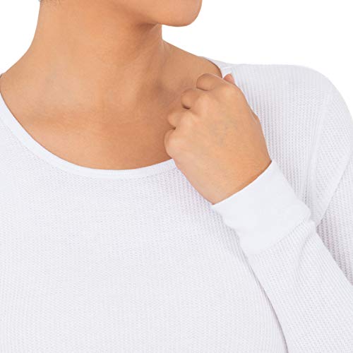 Women's Micro Waffle Thermal Underwear Tee - 2 Pack, Medium White