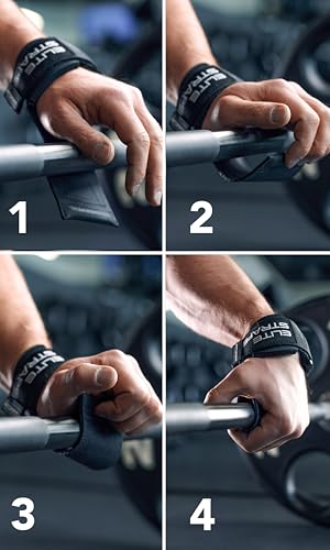 Lifting Wrist Straps with Rubber Grips - Black, Medium-Large