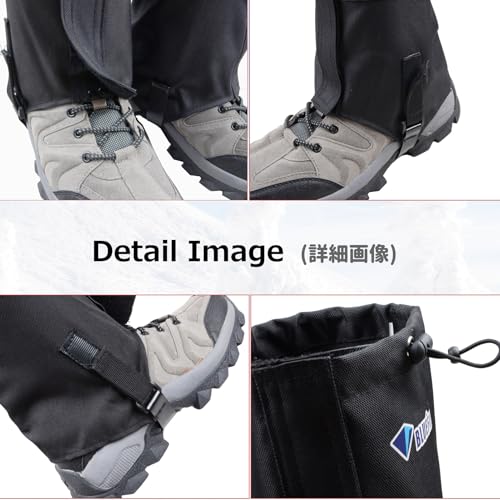 Waterproof Hiking Gaiters - Ankle Leg Guard Covers - Black - X-Large