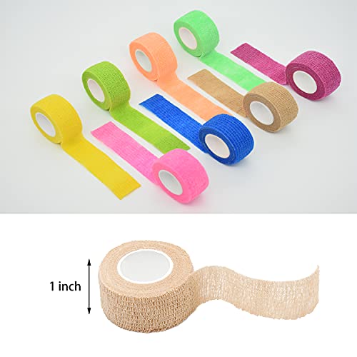Cohesive Wrap - 15 Pack, 1 Inch x 5 Yards, 15 Colors