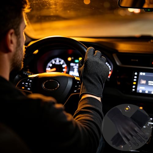 Men's Summer Cycling Gloves - Full Finger Sun Protection - Black